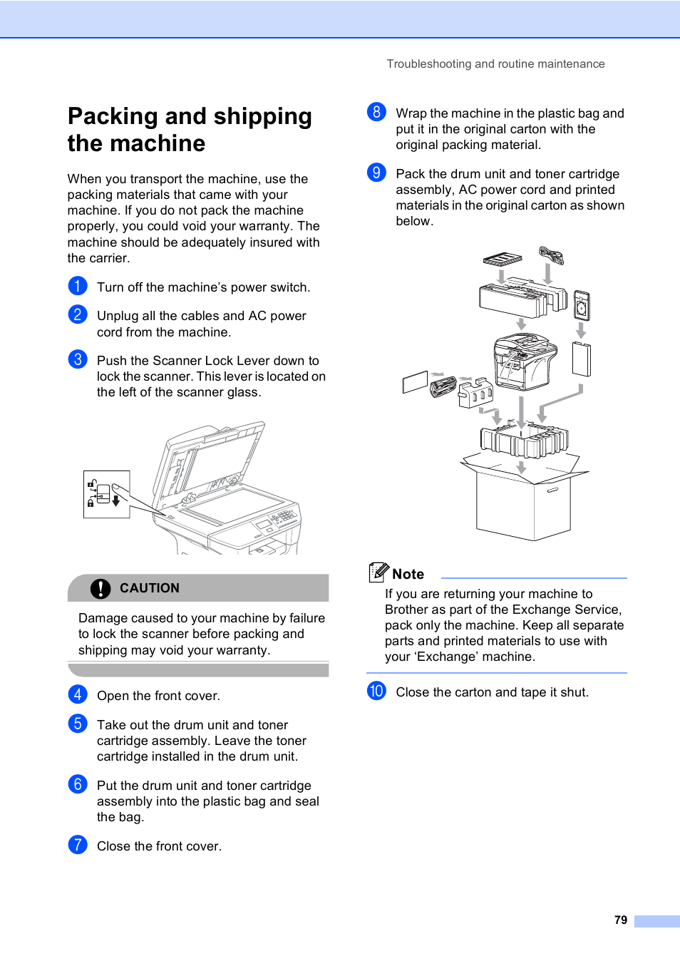 Packing and shipping the machine | Brother DCP 8060 User Manual | Page 91 / 116