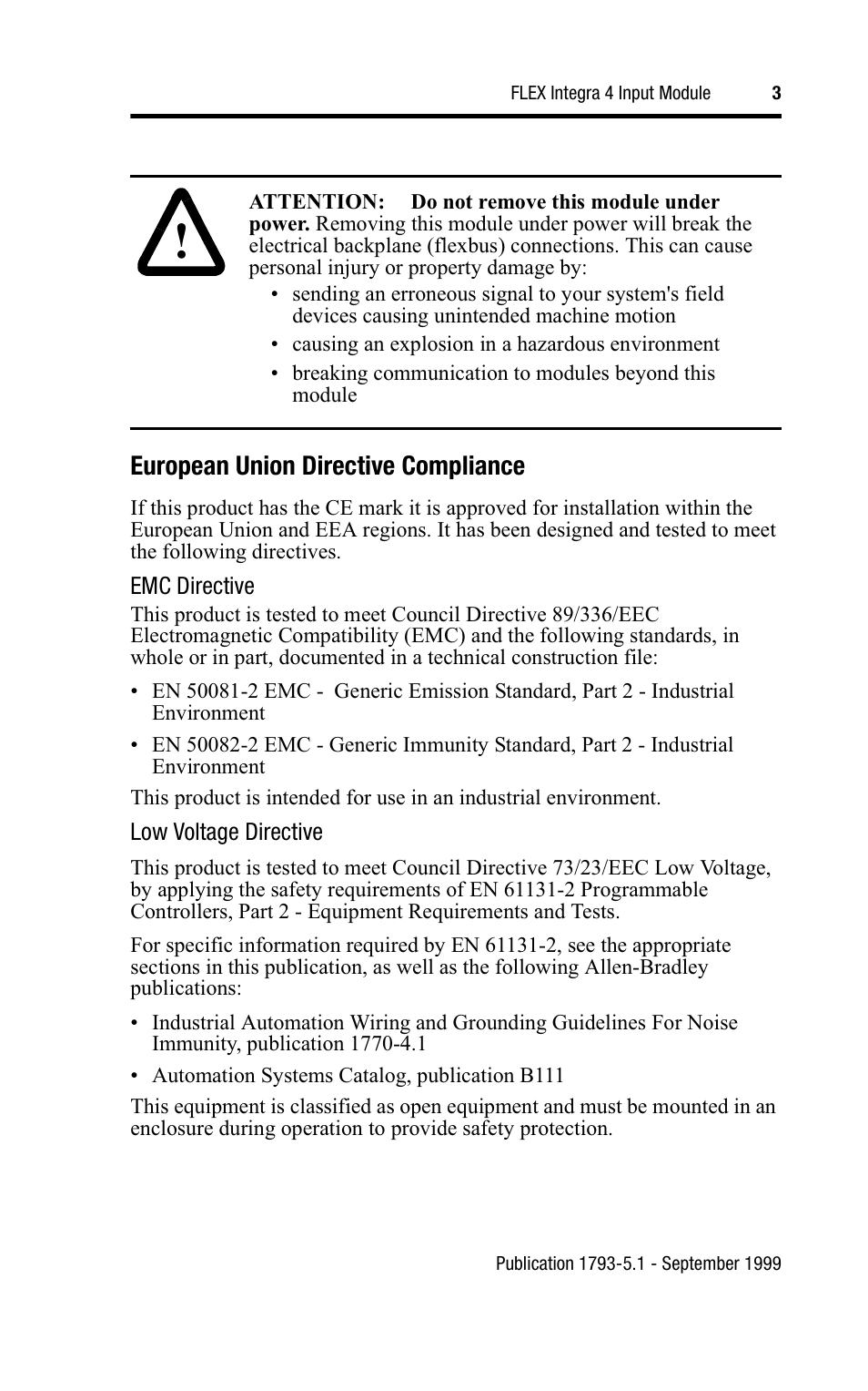 European union directive compliance | Rockwell Automation 1793-IB4S FLEX INTEGRA 4 INPUT MODULE User Manual | Page 3 / 12