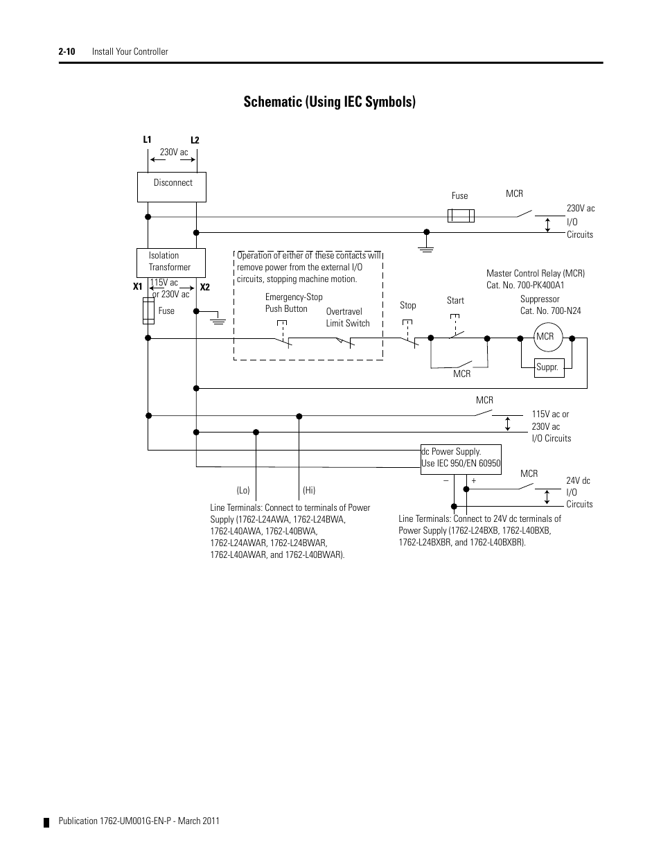 Schematic (using iec symbols), Schematic (using iec symbols) -10 | Rockwell Automation 1762-Lxxxx MicroLogix 1200 Programmable Controllers User Manual | Page 24 / 168