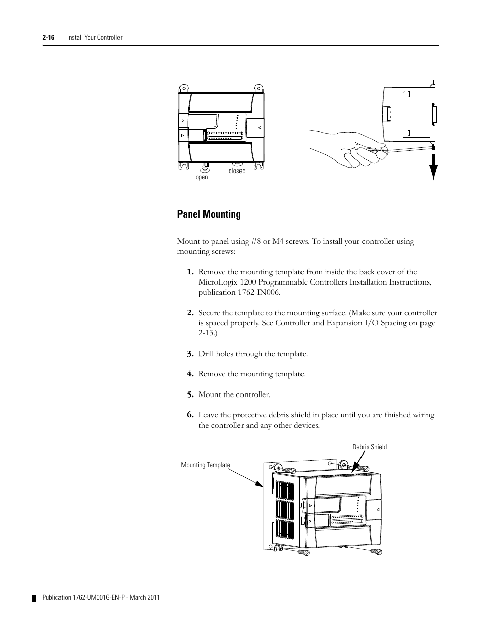Panel mounting, Panel mounting -16 | Rockwell Automation 1762-Lxxxx MicroLogix 1200 Programmable Controllers User Manual | Page 30 / 168