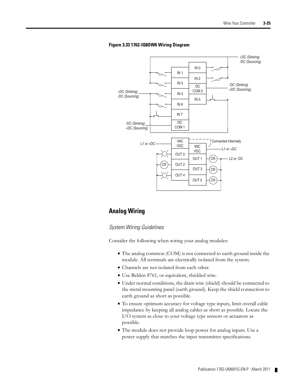 Analog wiring, System wiring guidelines, Analog wiring -25 | Rockwell Automation 1762-Lxxxx MicroLogix 1200 Programmable Controllers User Manual | Page 59 / 168