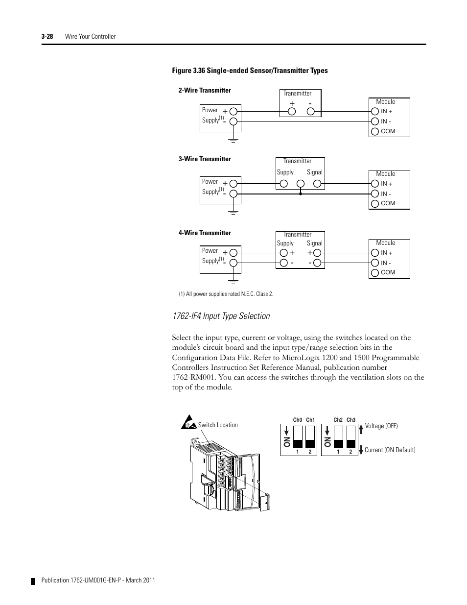 1762-if4 input type selection | Rockwell Automation 1762-Lxxxx MicroLogix 1200 Programmable Controllers User Manual | Page 62 / 168