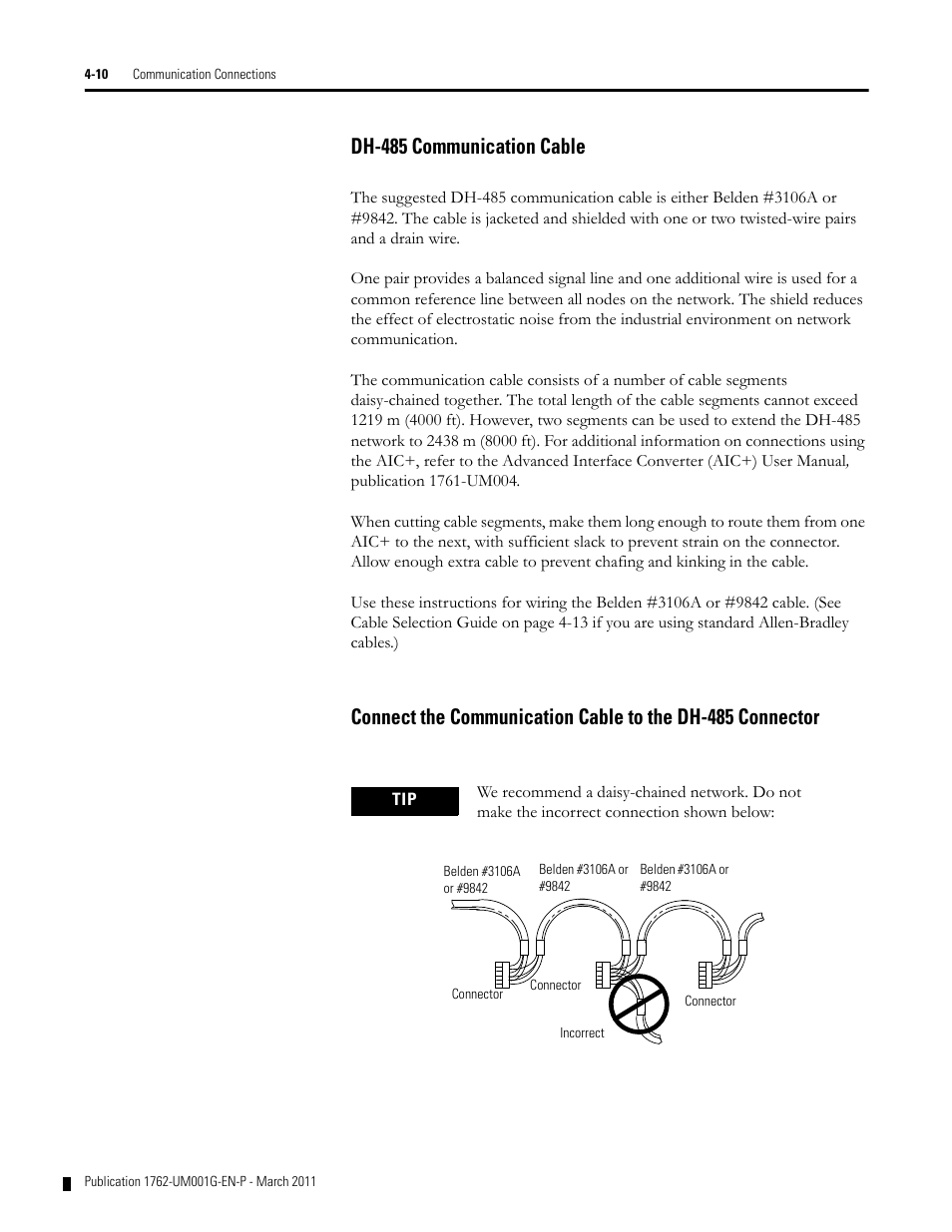 Dh-485 communication cable | Rockwell Automation 1762-Lxxxx MicroLogix 1200 Programmable Controllers User Manual | Page 76 / 168