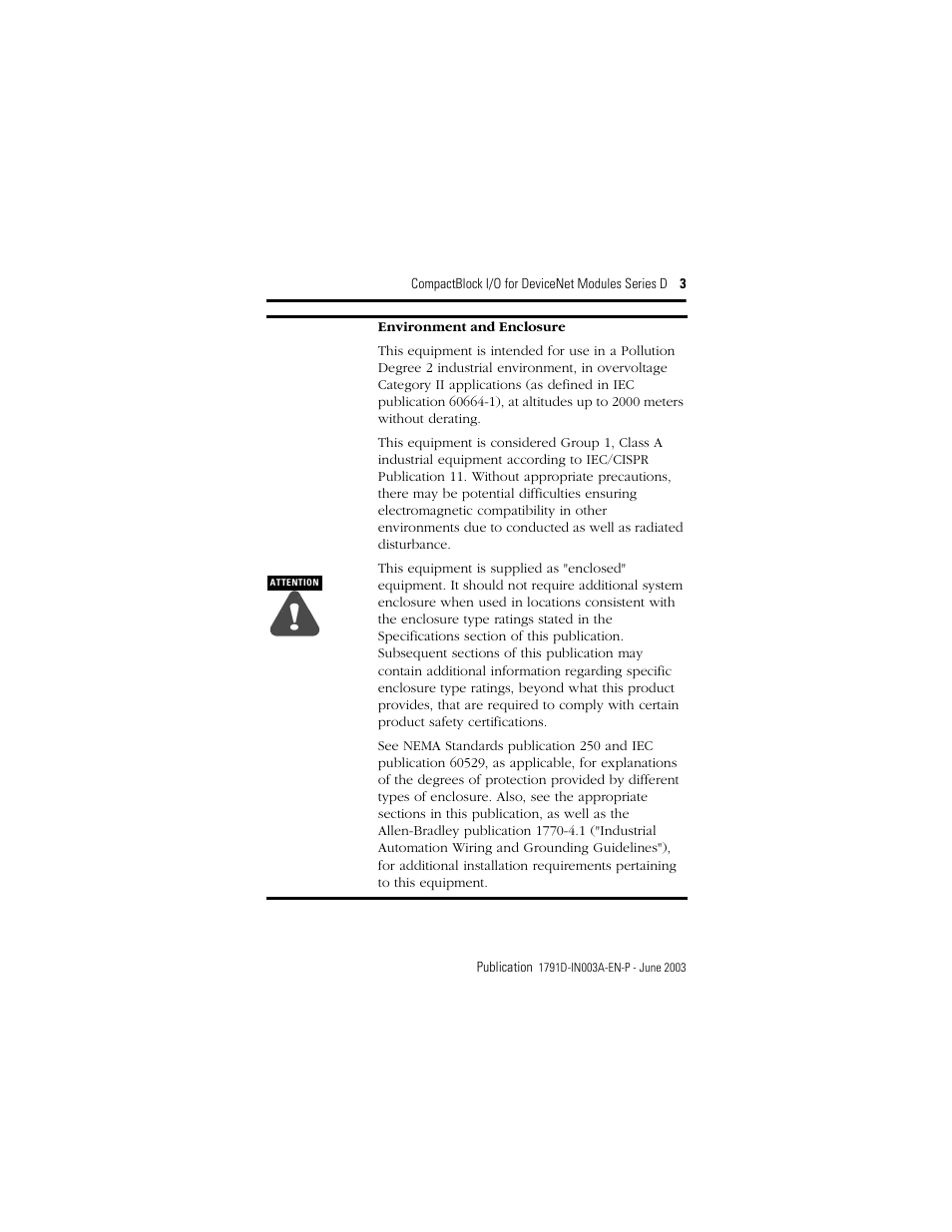 Rockwell Automation 1791D-XXXX CompactBlock I/O for DeviceNet Modules Series D I.I. User Manual | Page 3 / 28