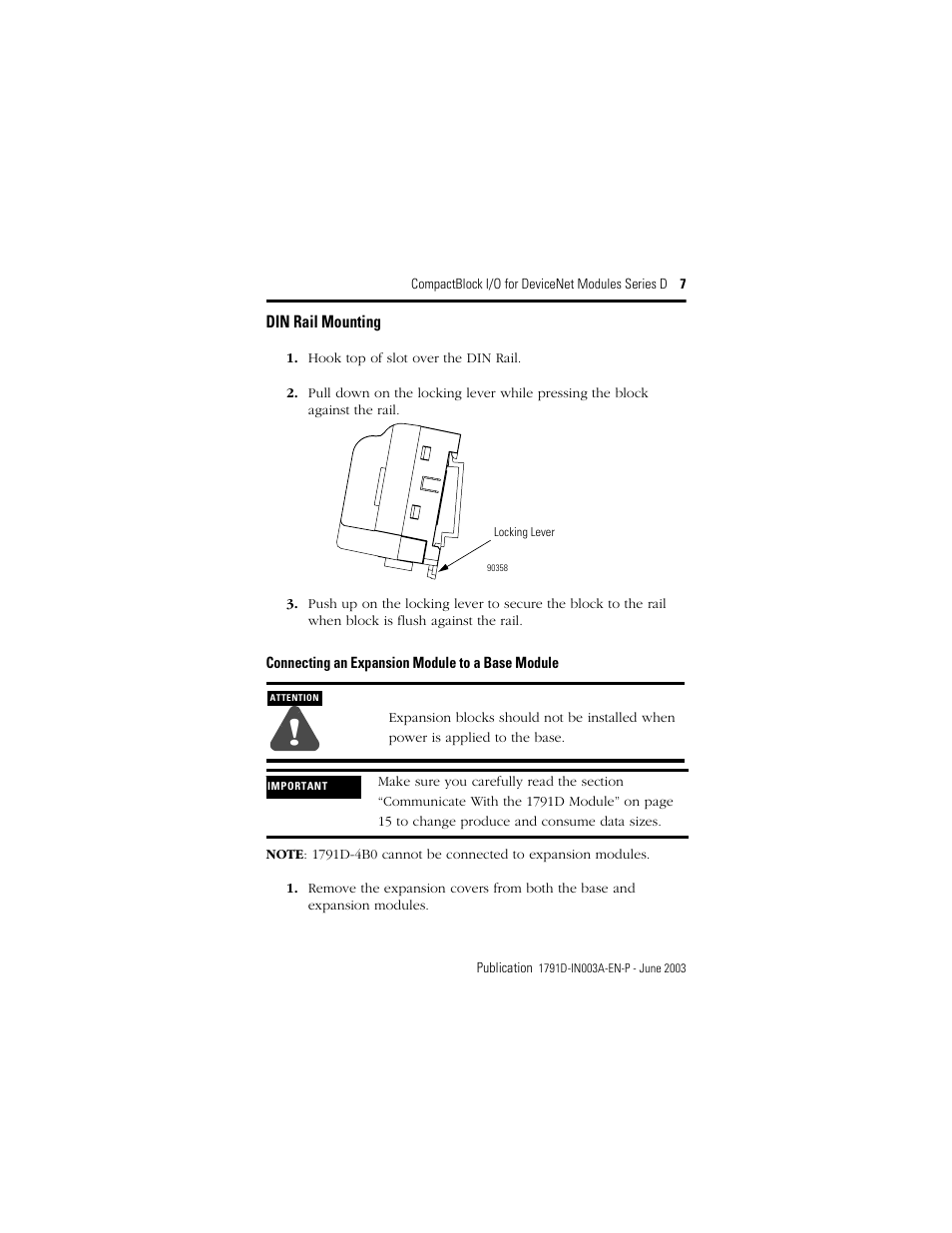 Rockwell Automation 1791D-XXXX CompactBlock I/O for DeviceNet Modules Series D I.I. User Manual | Page 7 / 28