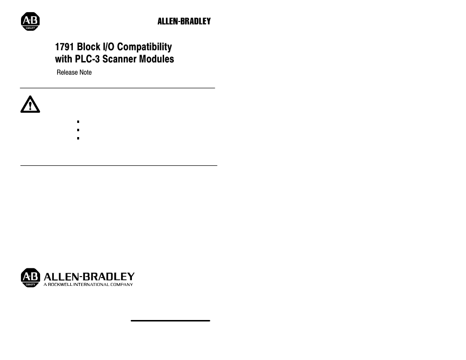 Rockwell Automation 1791 RELEASE NOTE COMPATIBILIT User Manual | 1 page