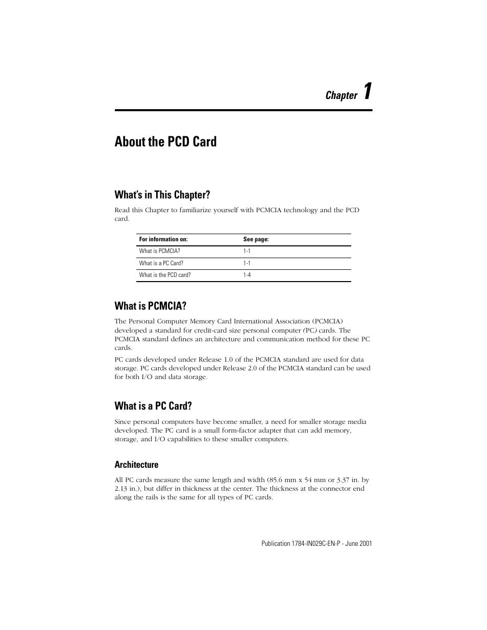 About the pcd card, What’s in this chapter, What is pcmcia | What is a pc card, Chapter | Rockwell Automation 1784-PCD DeviceNet Communication Card  User Manual | Page 15 / 106