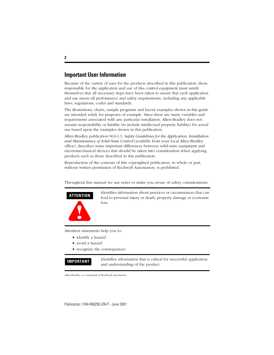 Important user information | Rockwell Automation 1784-PCD DeviceNet Communication Card  User Manual | Page 2 / 106