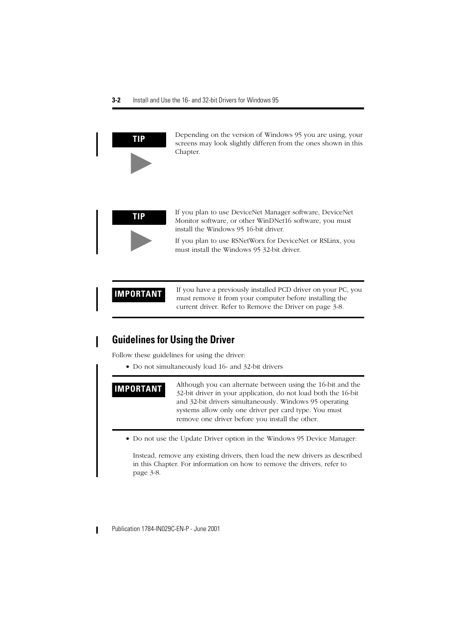Guidelines for using the driver | Rockwell Automation 1784-PCD DeviceNet Communication Card  User Manual | Page 24 / 106