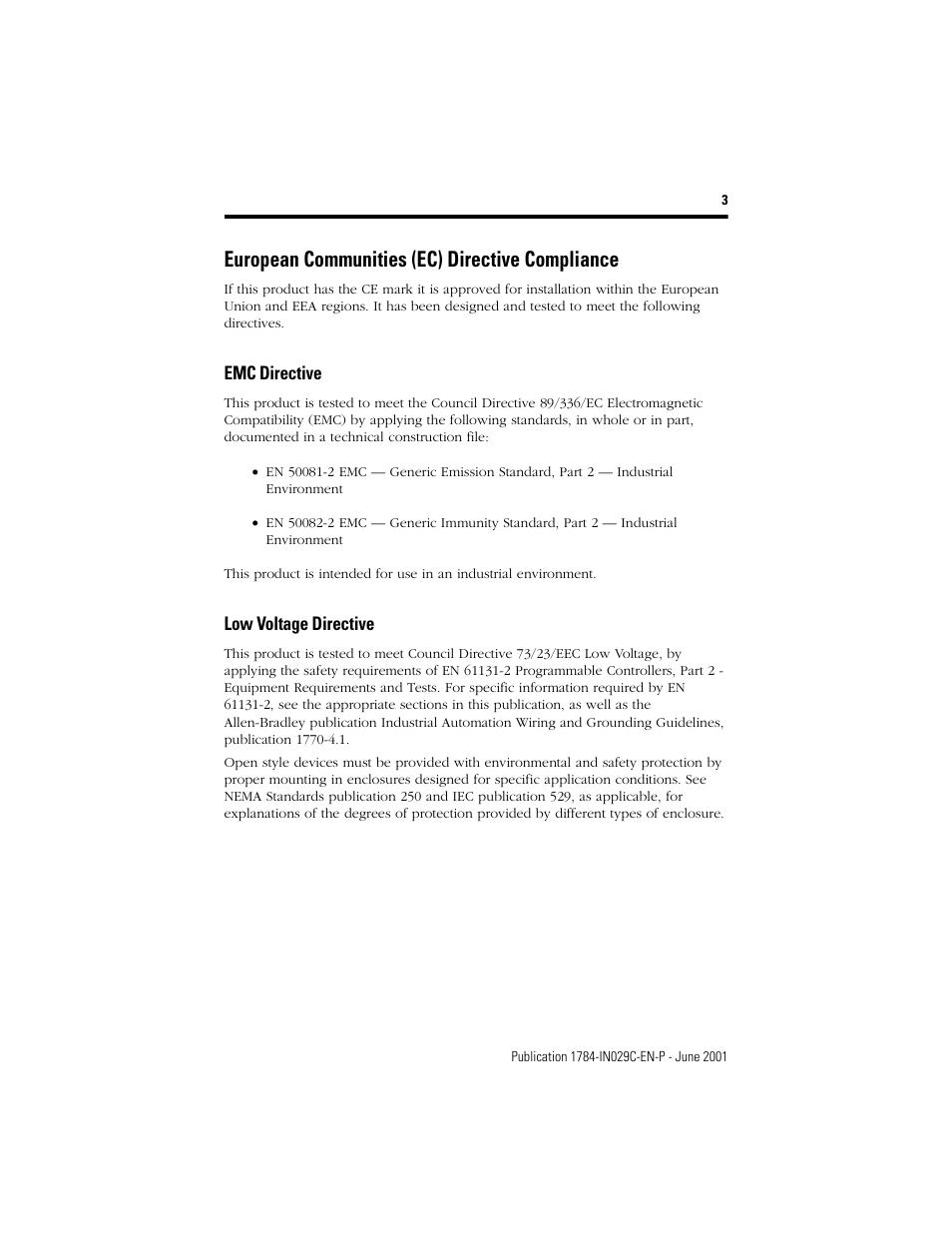 European communities (ec) directive compliance | Rockwell Automation 1784-PCD DeviceNet Communication Card  User Manual | Page 3 / 106