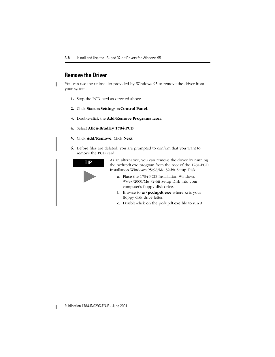 Remove the driver | Rockwell Automation 1784-PCD DeviceNet Communication Card  User Manual | Page 30 / 106