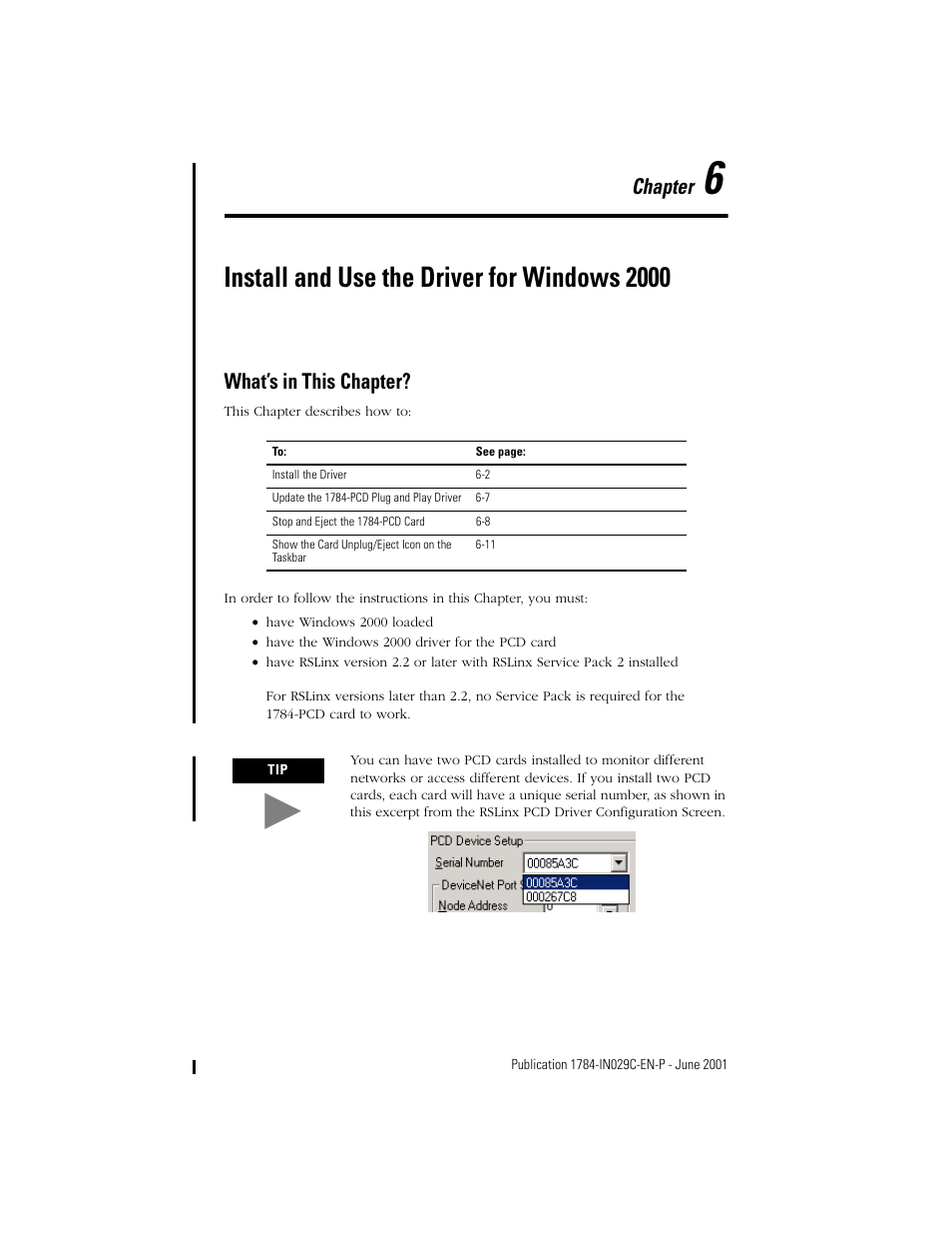 Install and use the driver for windows 2000, What’s in this chapter, Chapter | Rockwell Automation 1784-PCD DeviceNet Communication Card  User Manual | Page 51 / 106
