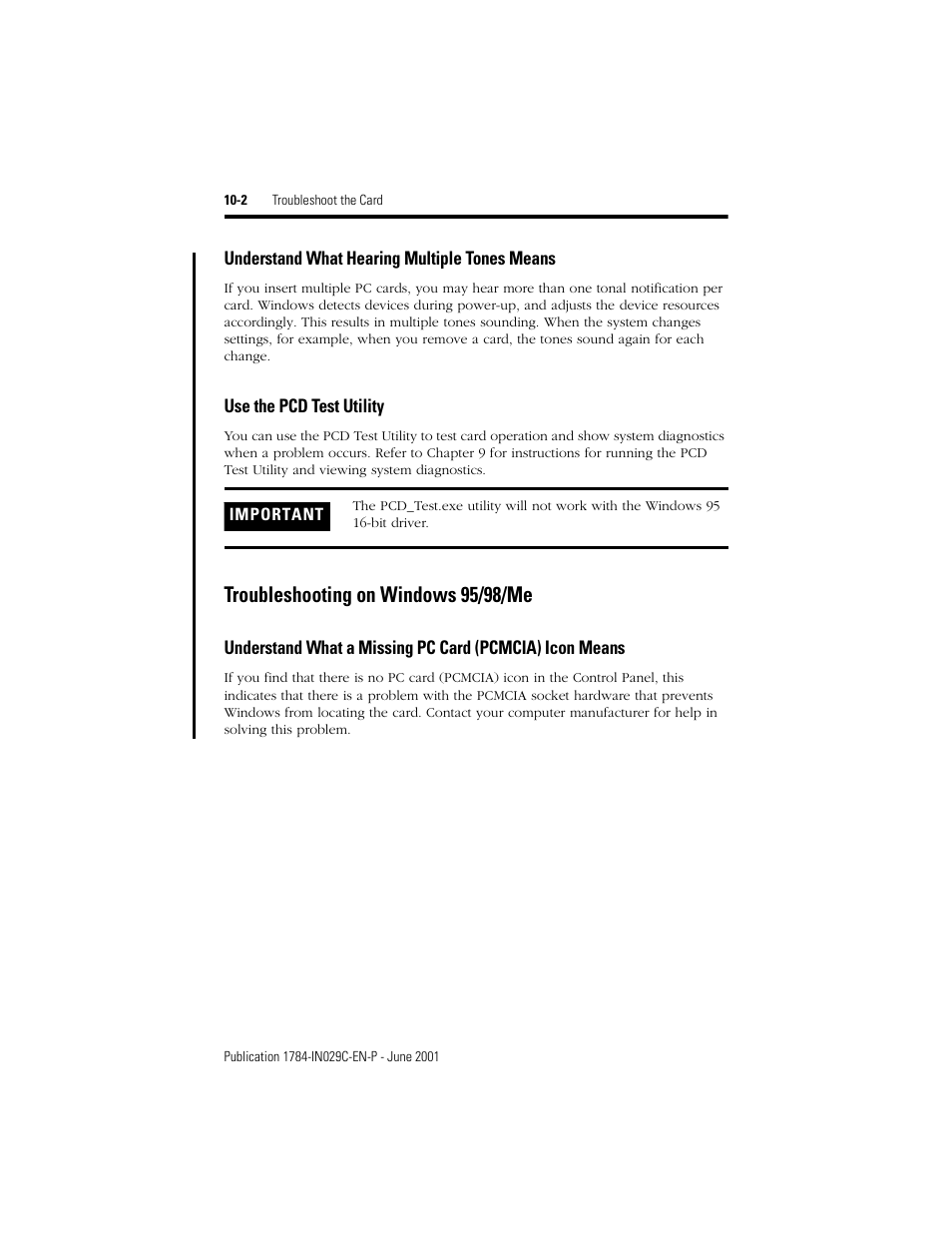 Troubleshooting on windows 95/98/me | Rockwell Automation 1784-PCD DeviceNet Communication Card  User Manual | Page 82 / 106