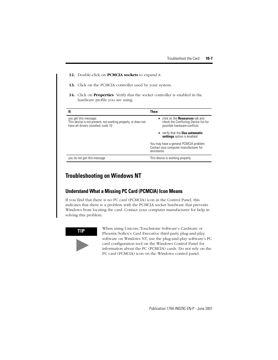 Troubleshooting on windows nt, Troubleshooting on windows nt -7 | Rockwell Automation 1784-PCD DeviceNet Communication Card  User Manual | Page 87 / 106