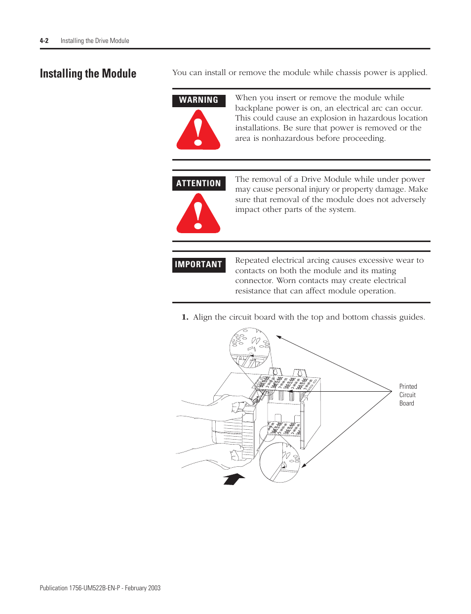 Installing the module | Rockwell Automation 1756-DMF30 ControlLogix Drive Module User Manual | Page 38 / 369