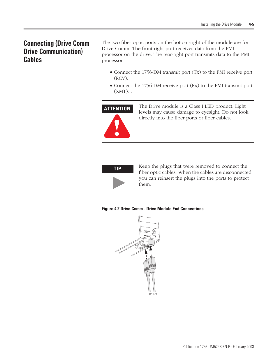 Connecting (drive comm drive communication) cables | Rockwell Automation 1756-DMF30 ControlLogix Drive Module User Manual | Page 41 / 369