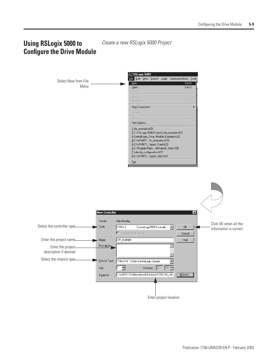 Using rslogix 5000 to configure the drive module | Rockwell Automation 1756-DMF30 ControlLogix Drive Module User Manual | Page 53 / 369