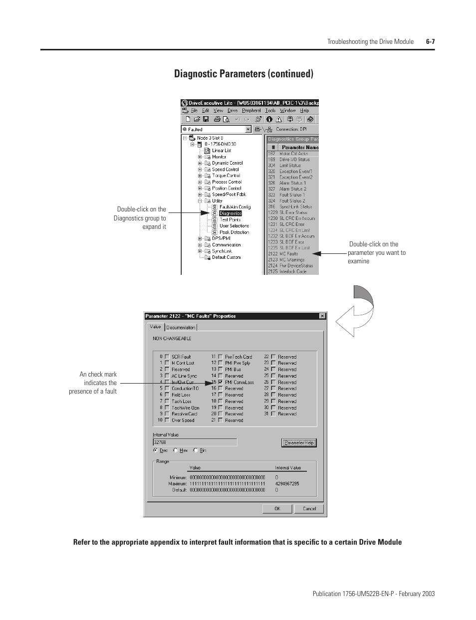 Diagnostic parameters (continued) | Rockwell Automation 1756-DMF30 ControlLogix Drive Module User Manual | Page 75 / 369