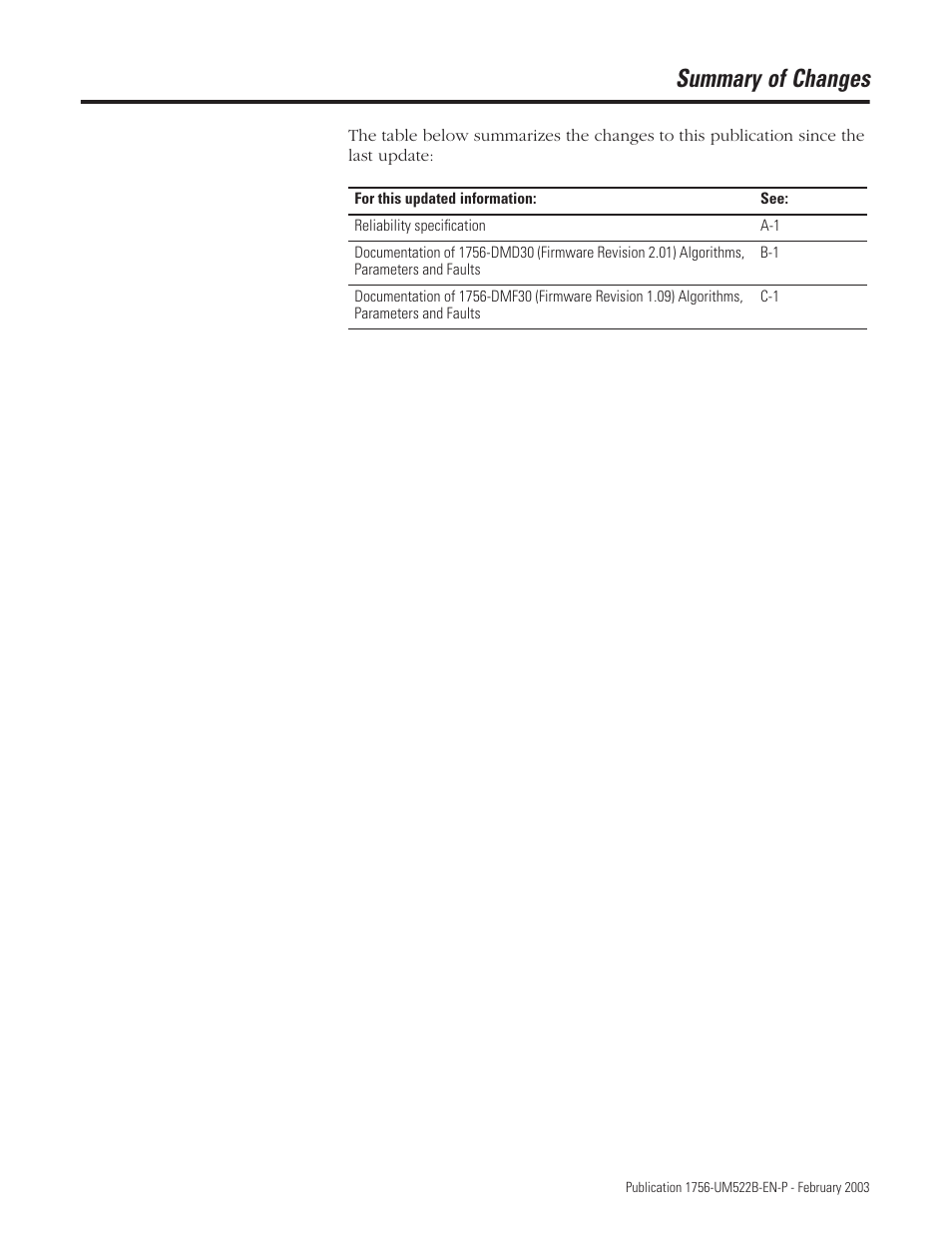 Summary of changes | Rockwell Automation 1756-DMF30 ControlLogix Drive Module User Manual | Page 9 / 369