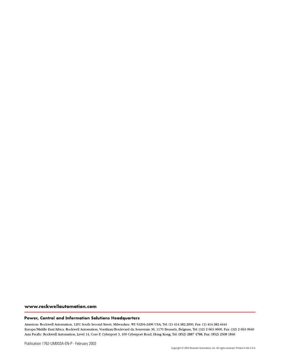 Back cover | Rockwell Automation 1762-IR4 RTD/Resistance Input Module User Manual | Page 104 / 104