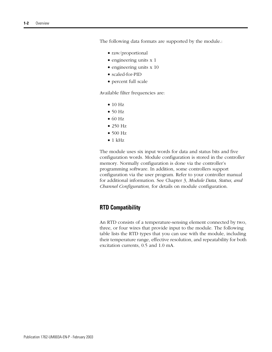 Rtd compatibility -2, Rtd compatibility | Rockwell Automation 1762-IR4 RTD/Resistance Input Module User Manual | Page 12 / 104