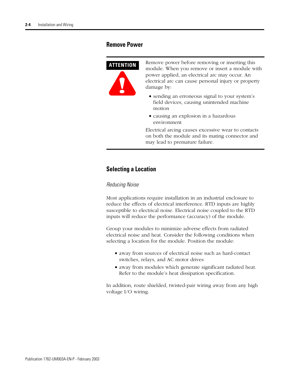 Remove power -4 selecting a location -4 | Rockwell Automation 1762-IR4 RTD/Resistance Input Module User Manual | Page 22 / 104