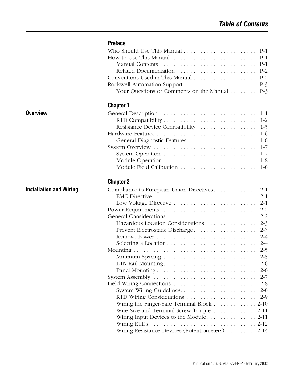 Rockwell Automation 1762-IR4 RTD/Resistance Input Module User Manual | Page 3 / 104