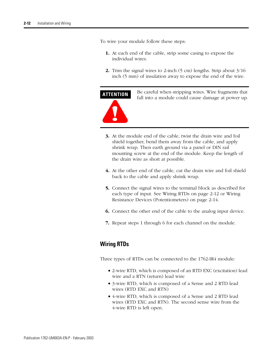 Wiring rtds -12 | Rockwell Automation 1762-IR4 RTD/Resistance Input Module User Manual | Page 30 / 104