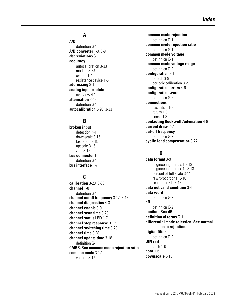 Index | Rockwell Automation 1762-IR4 RTD/Resistance Input Module User Manual | Page 97 / 104