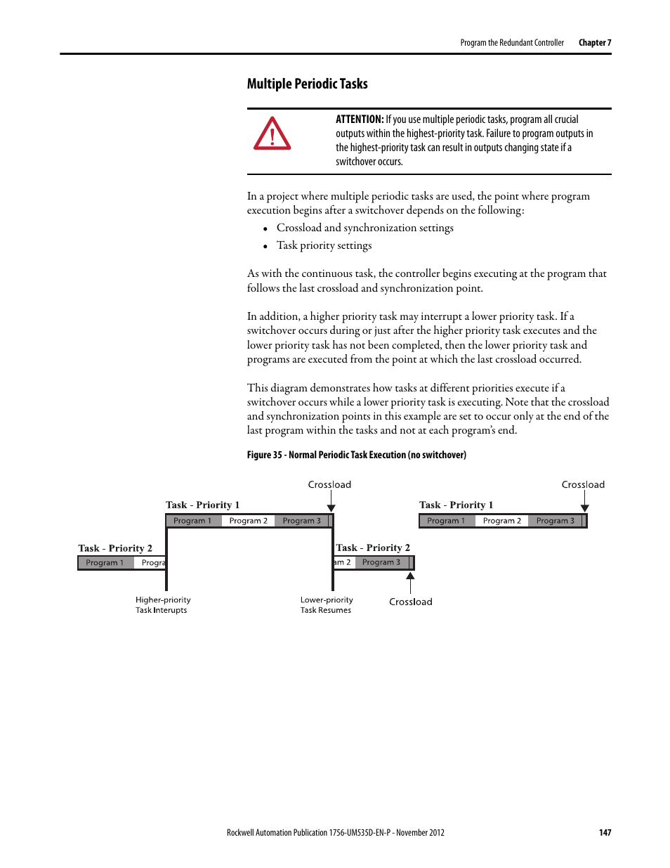 Multiple periodic tasks | Rockwell Automation 1756-RMxx ControlLogix Enhanced Redundancy System User Manual User Manual | Page 147 / 296