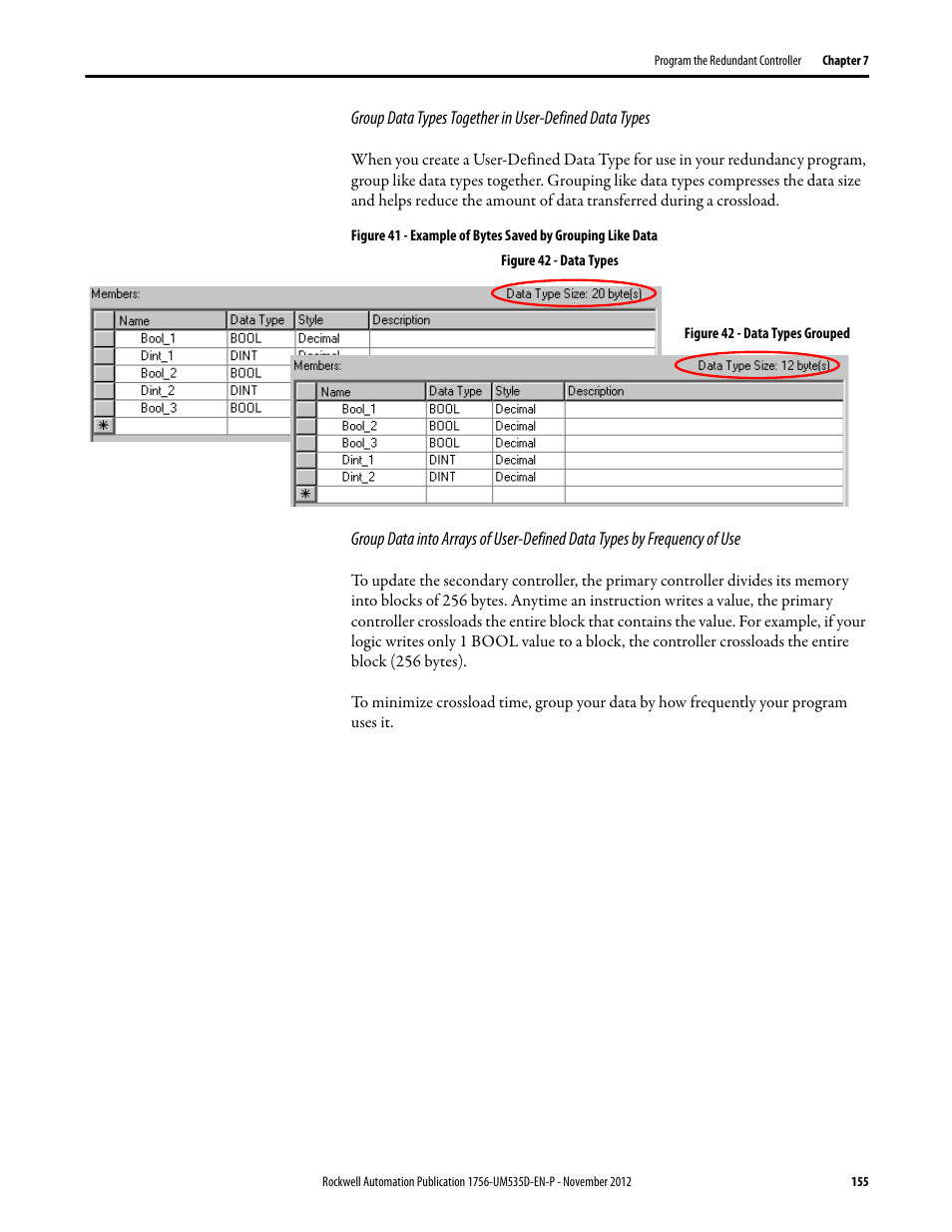 Figure 42 - data types grouped | Rockwell Automation 1756-RMxx ControlLogix Enhanced Redundancy System User Manual User Manual | Page 155 / 296