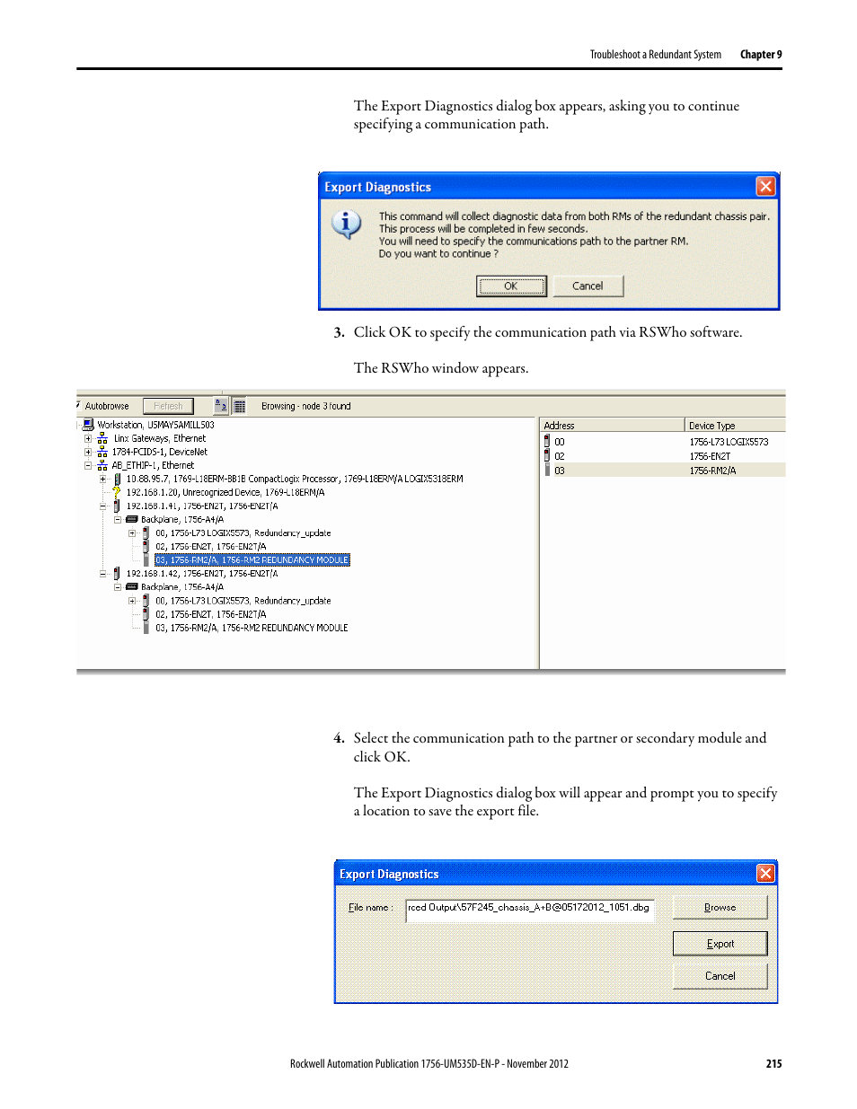 Rockwell Automation 1756-RMxx ControlLogix Enhanced Redundancy System User Manual User Manual | Page 215 / 296
