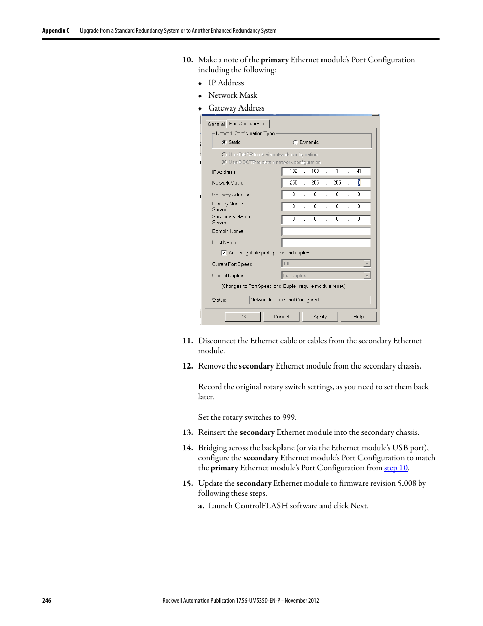 A. launch controlflash software and click next | Rockwell Automation 1756-RMxx ControlLogix Enhanced Redundancy System User Manual User Manual | Page 246 / 296