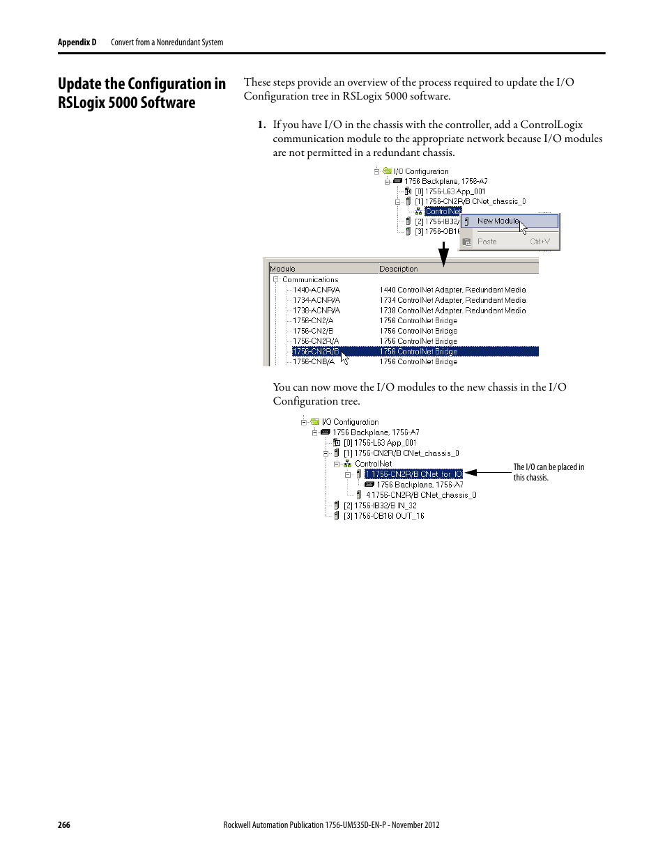 Update the configuration in rslogix 5000 software | Rockwell Automation 1756-RMxx ControlLogix Enhanced Redundancy System User Manual User Manual | Page 266 / 296