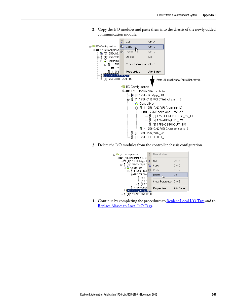 Rockwell Automation 1756-RMxx ControlLogix Enhanced Redundancy System User Manual User Manual | Page 267 / 296