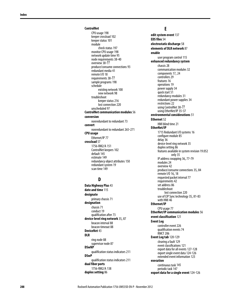 Rockwell Automation 1756-RMxx ControlLogix Enhanced Redundancy System User Manual User Manual | Page 288 / 296