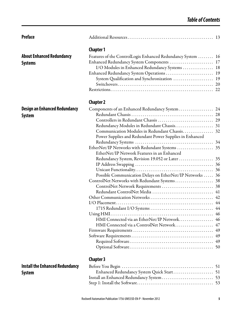 Rockwell Automation 1756-RMxx ControlLogix Enhanced Redundancy System User Manual User Manual | Page 5 / 296