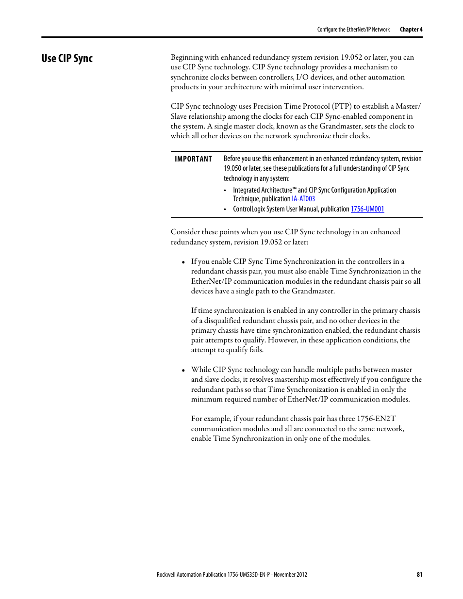Use cip sync | Rockwell Automation 1756-RMxx ControlLogix Enhanced Redundancy System User Manual User Manual | Page 81 / 296