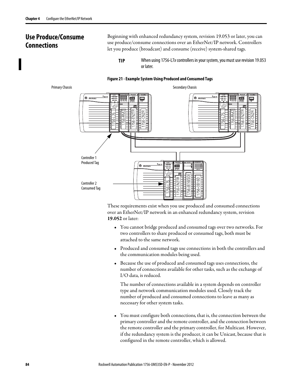 Use produce/consume connections | Rockwell Automation 1756-RMxx ControlLogix Enhanced Redundancy System User Manual User Manual | Page 84 / 296