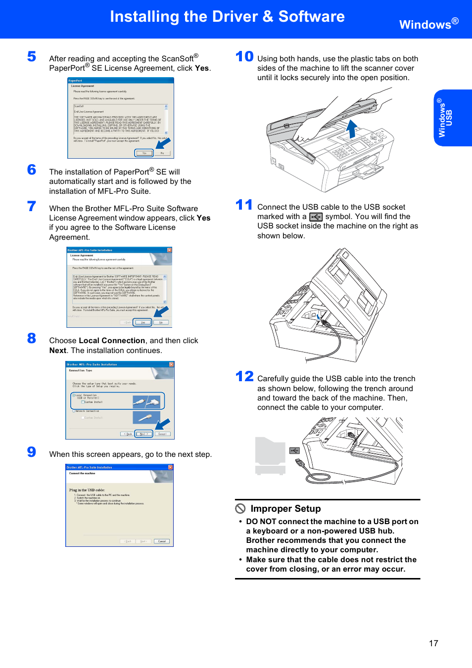 Installing the driver & software, Windows | Brother MFC-660CN User Manual | Page 19 / 34