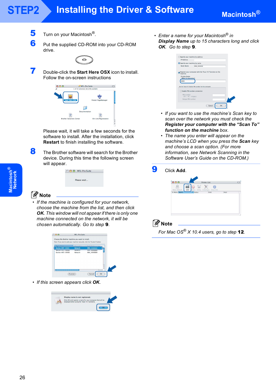 Step2, Installing the driver & software, Macintosh | Brother MFC-660CN User Manual | Page 28 / 34