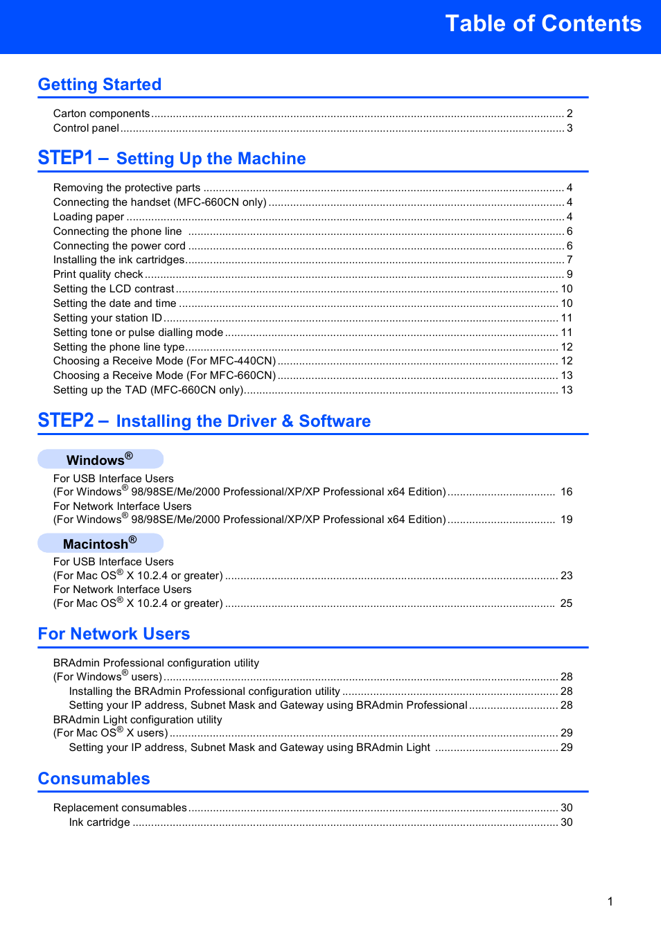 Brother MFC-660CN User Manual | Page 3 / 34