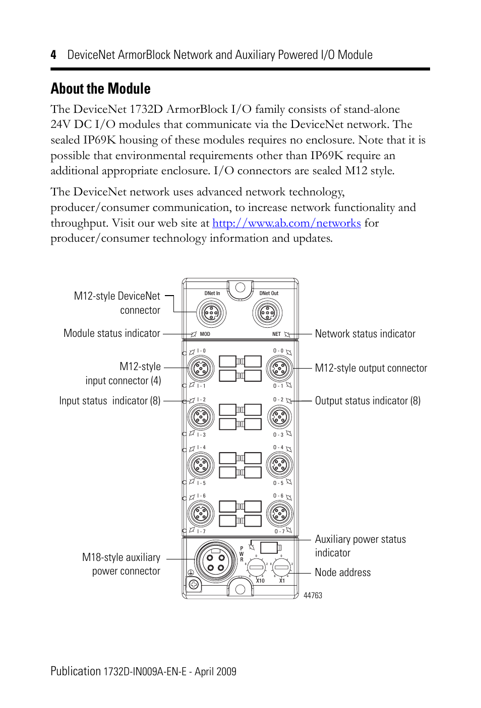 About the module | Rockwell Automation 1732D-8X81212D DNet ArmorBlock Network and Auxiliary Powered I/O Module IN User Manual | Page 4 / 20