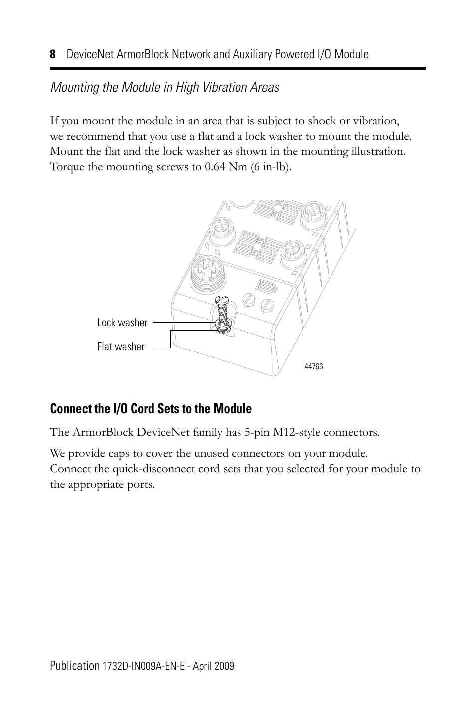 Connect the i/o cord sets to the module | Rockwell Automation 1732D-8X81212D DNet ArmorBlock Network and Auxiliary Powered I/O Module IN User Manual | Page 8 / 20