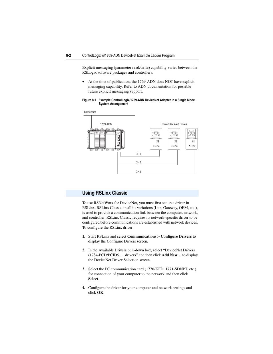 Using rslinx classic, Using rslinx classic -2, Channel | Figure 8.1 | Rockwell Automation 1769-SM2 Compact I/O DSI/Modbus Communication Module User Manual | Page 132 / 204