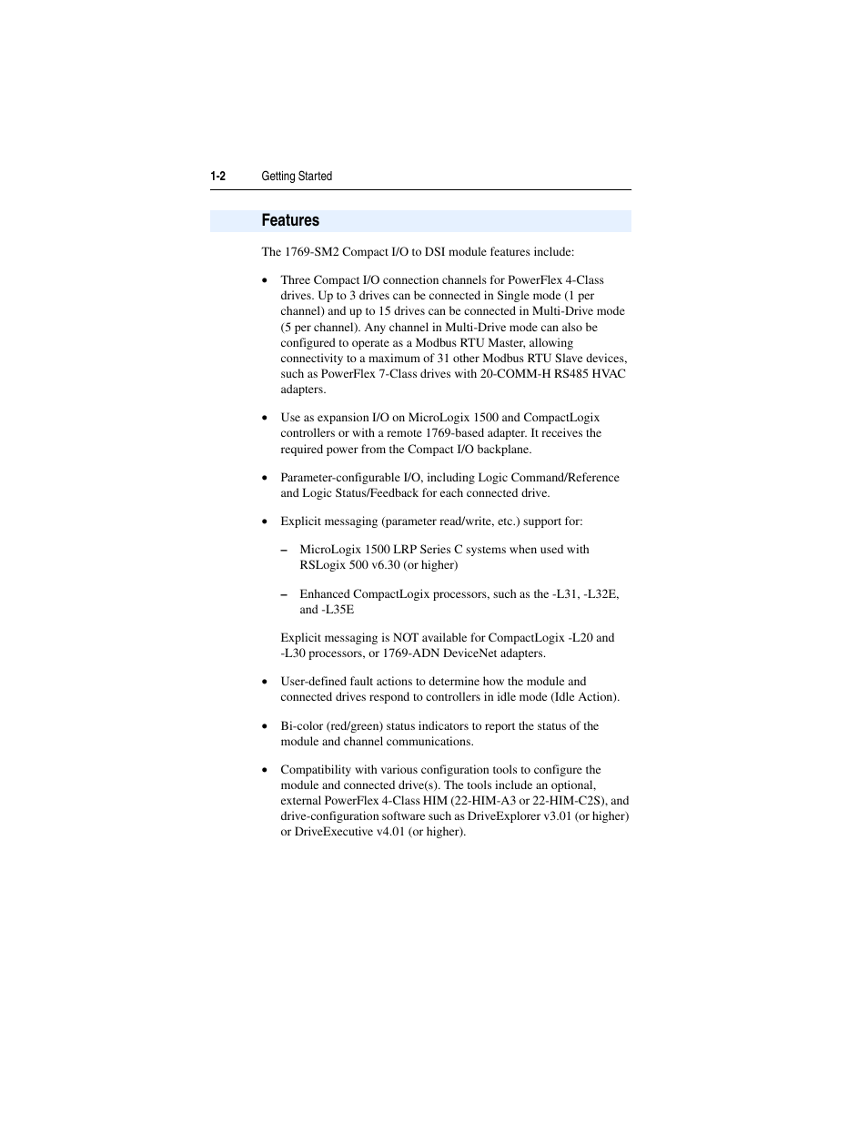 Features, Features -2 | Rockwell Automation 1769-SM2 Compact I/O DSI/Modbus Communication Module User Manual | Page 14 / 204