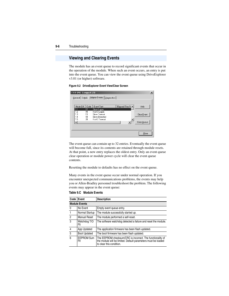 Viewing and clearing events, Viewing and clearing events -6 | Rockwell Automation 1769-SM2 Compact I/O DSI/Modbus Communication Module User Manual | Page 158 / 204