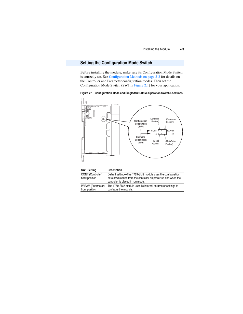 Setting the configuration mode switch, Setting the configuration mode switch -3 | Rockwell Automation 1769-SM2 Compact I/O DSI/Modbus Communication Module User Manual | Page 25 / 204