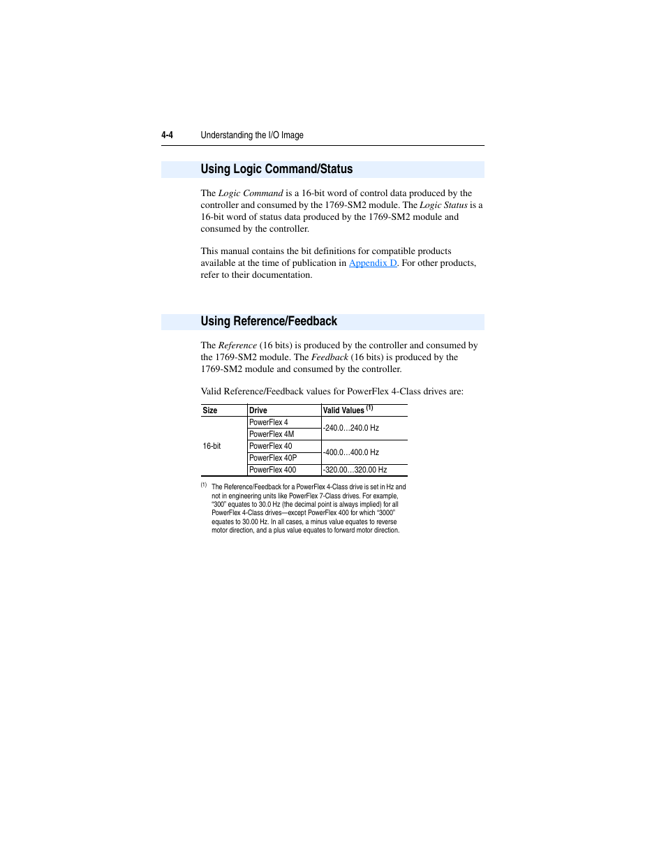 Using logic command/status, Using reference/feedback | Rockwell Automation 1769-SM2 Compact I/O DSI/Modbus Communication Module User Manual | Page 64 / 204