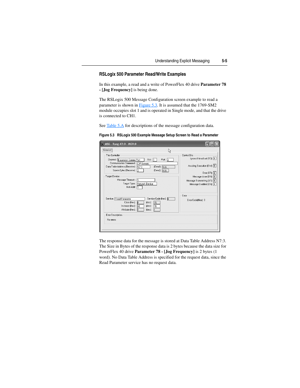 Rslogix 500 parameter read/write examples | Rockwell Automation 1769-SM2 Compact I/O DSI/Modbus Communication Module User Manual | Page 69 / 204